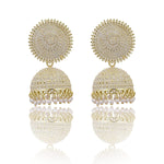 Thumbnail for Gold-Plated Alloy White Sun Shaped Jhumka Earrings - The Pari - Distacart