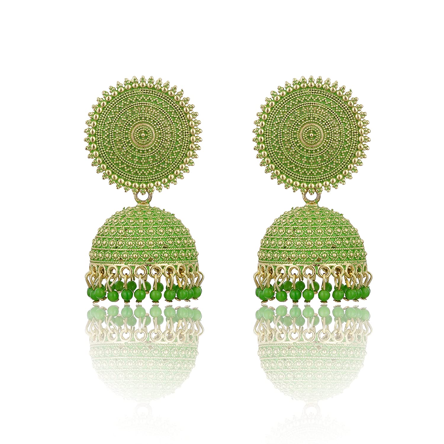 Gold-Plated Alloy Greensun Shaped Jhumka Earrings - The Pari - Distacart