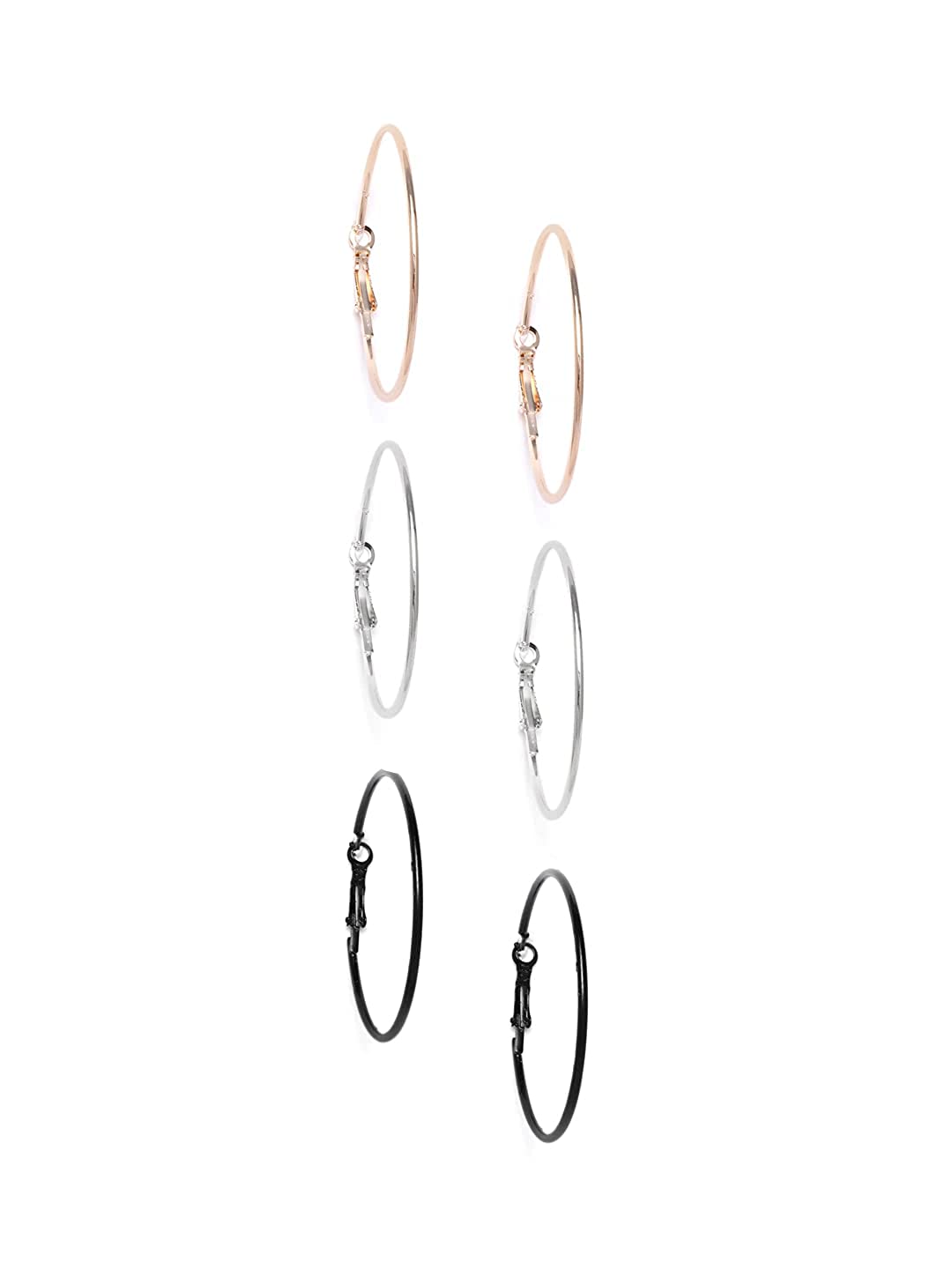 Rhodium-Plated Alloy Assorted Hoop Earrings Combo - The Pari - Distacart