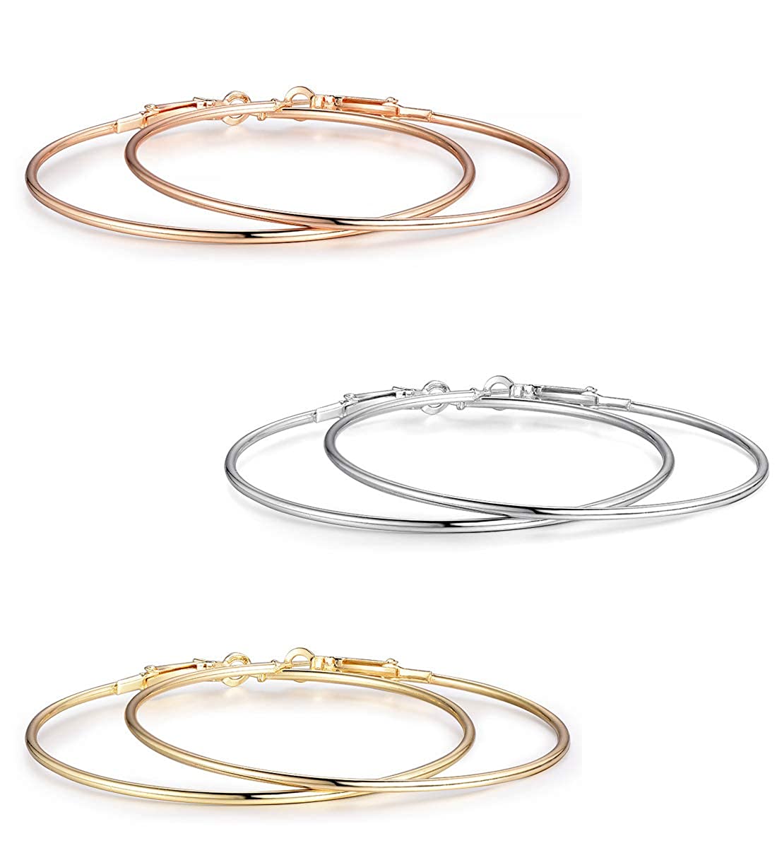 Rhodium-Plated Alloy Assorted Hoop Earrings Combo - The Pari - Distacart