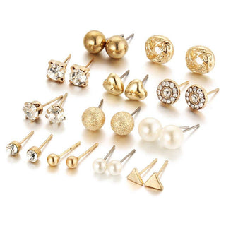 Rhodium-Plated Alloy Metallic Geometric Earrings Combo - The Pari - Distacart