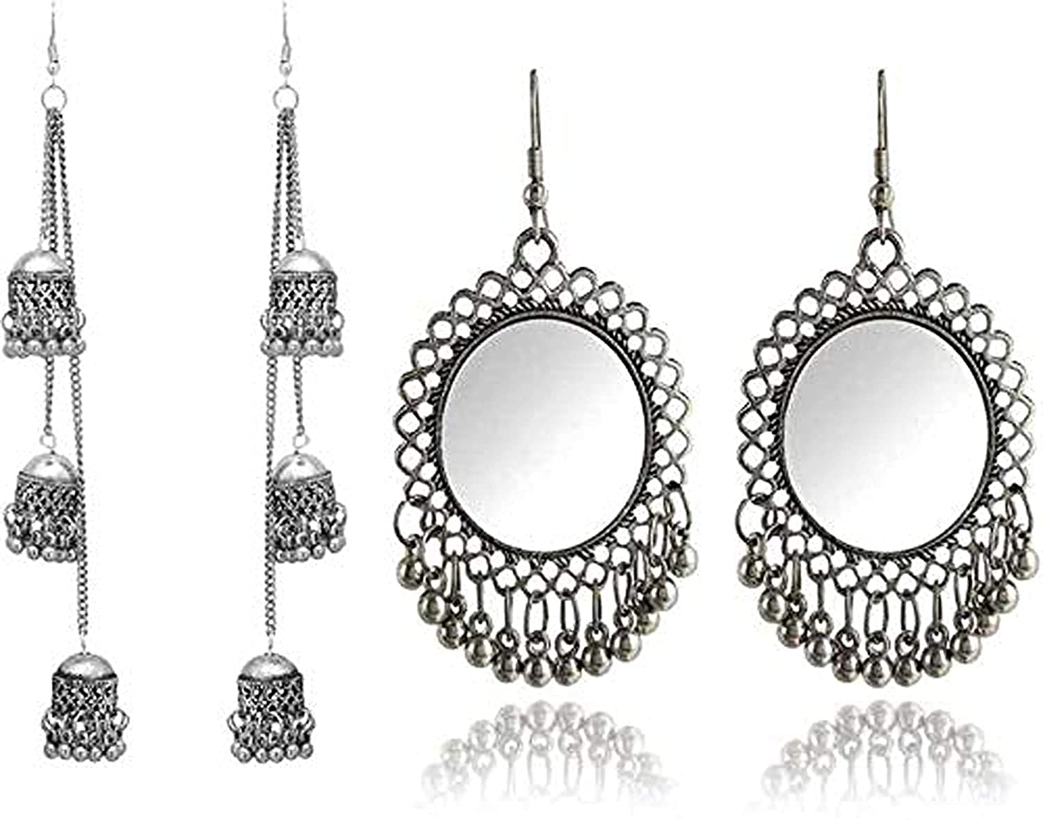 Gold-Plated Alloy Kashmiri Jhumki & Mirror Earring Combo - The Pari - Distacart