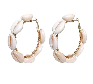 Gold-Plated Alloy Sea Shell Hoop Earrings - The Pari - Distacart