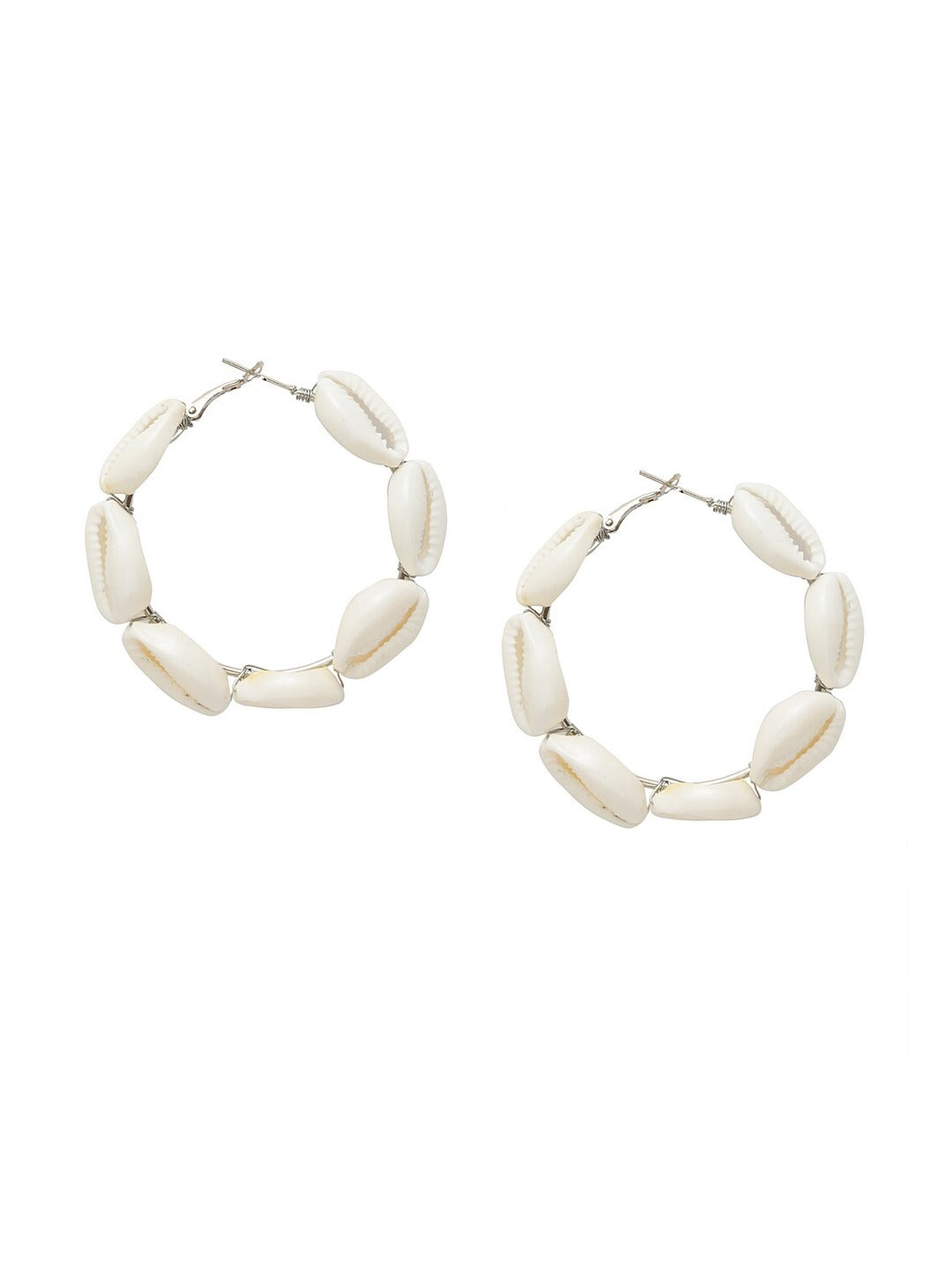 Gold-Plated Alloy Sea Shell Hoop Earrings - The Pari - Distacart