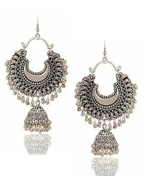 Silver-Plated Alloy Oxidised Designer Earrings - The Pari - Distacart