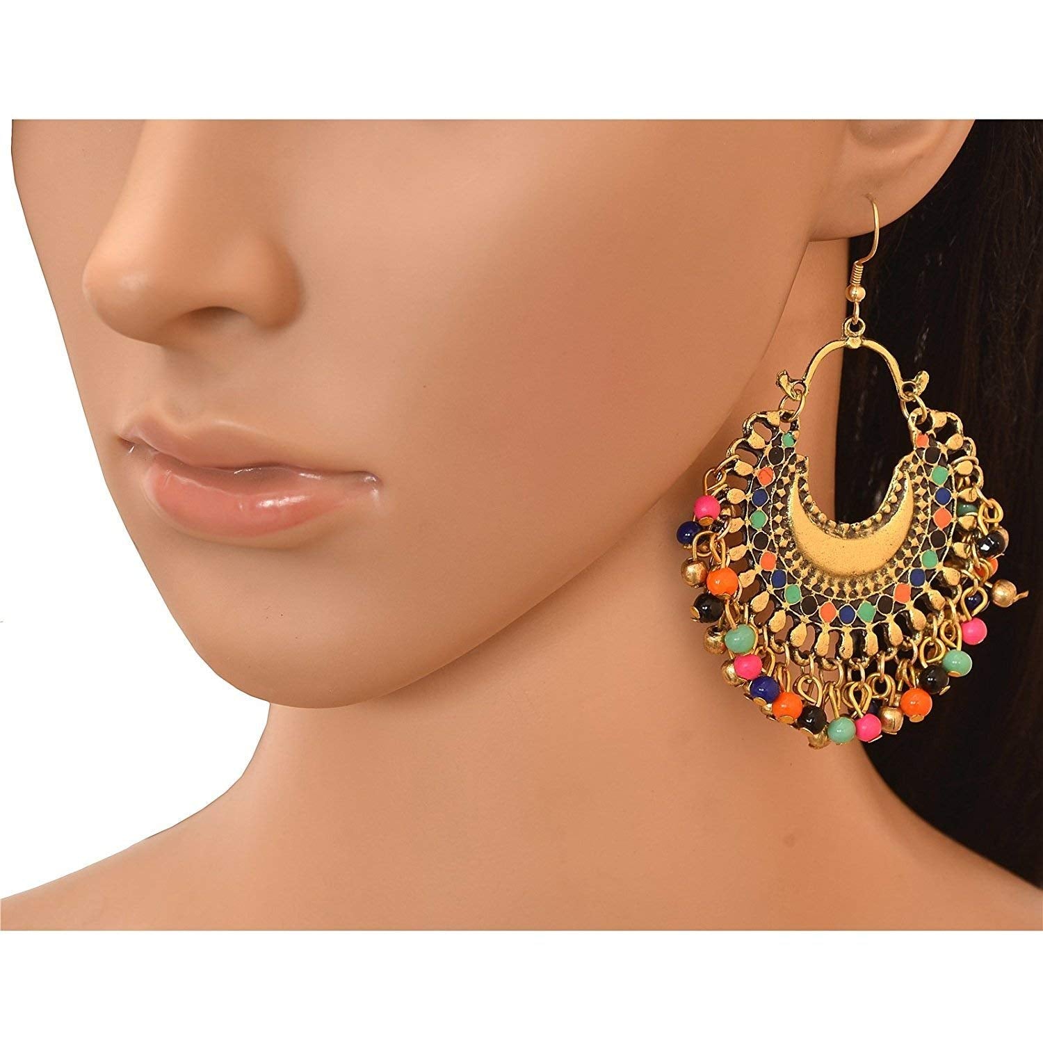 Gold-Plated Alloy Oxidised Designer Earrings - The Pari - Distacart
