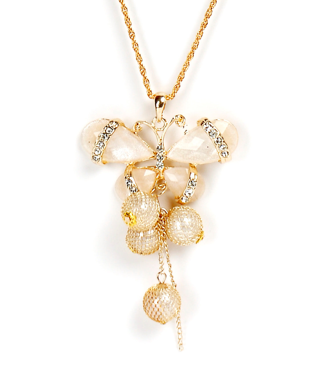 Gold-Plated Alloy Long Chain Butterfly Necklace - The Pari - Distacart