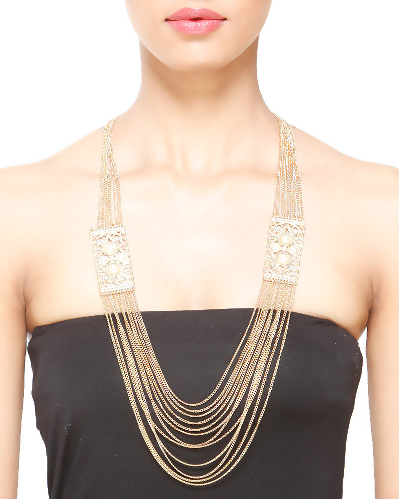 Gold-Toned Alloy Flower Necklace - The Pari - Distacart
