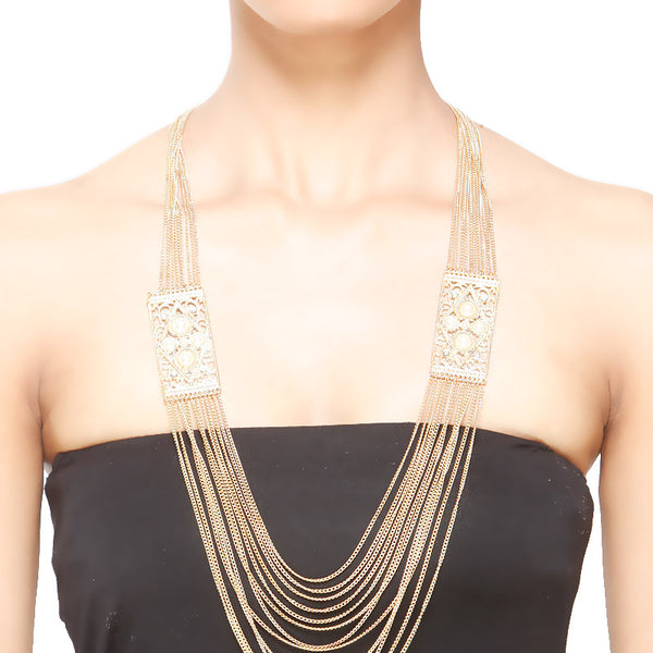 Gold-Toned Alloy Flower Necklace - The Pari - Distacart