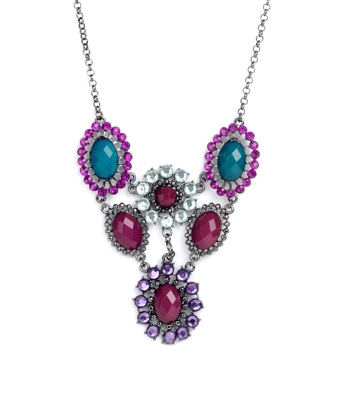 Silver-Plated Alloy Pastel Colour Statement Necklace - The Pari - Distacart