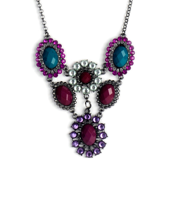 Silver-Plated Alloy Pastel Colour Statement Necklace - The Pari - Distacart