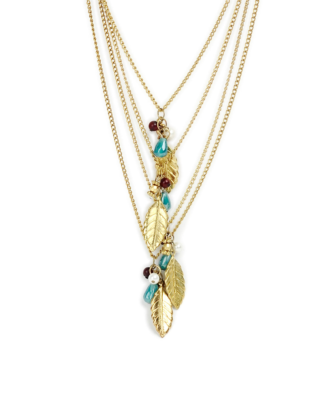 Gold-Plated Alloy Long Tripple Layer Chain Necklace - The Pari - Distacart
