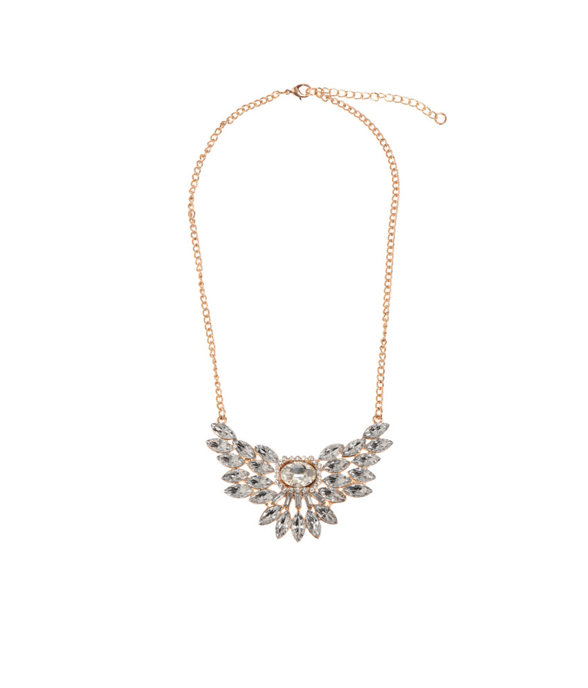 Gold-Plated Alloy Diva Look Stone Pendant Necklace - The Pari - Distacart