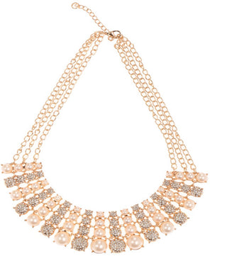 Gold-Plated Alloy Pearl & Rhinestones Beautiful Necklace - The Pari - Distacart