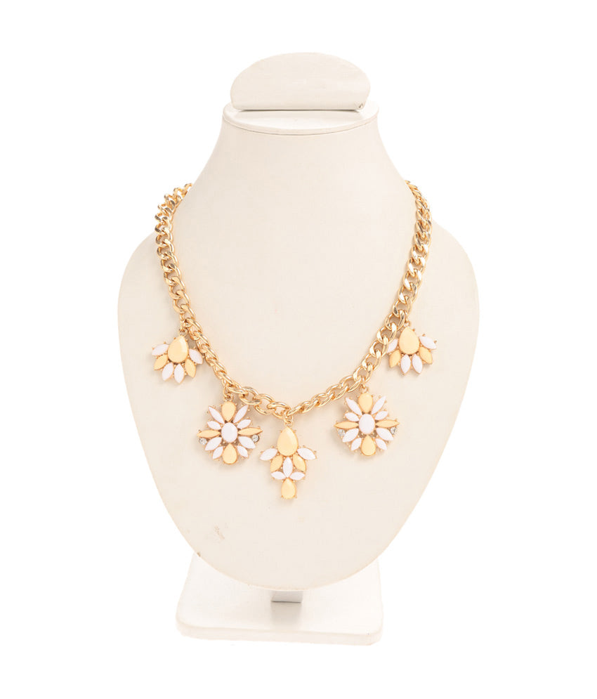 Gold-Plated Alloy White Yellow Flower Necklace - The Pari - Distacart