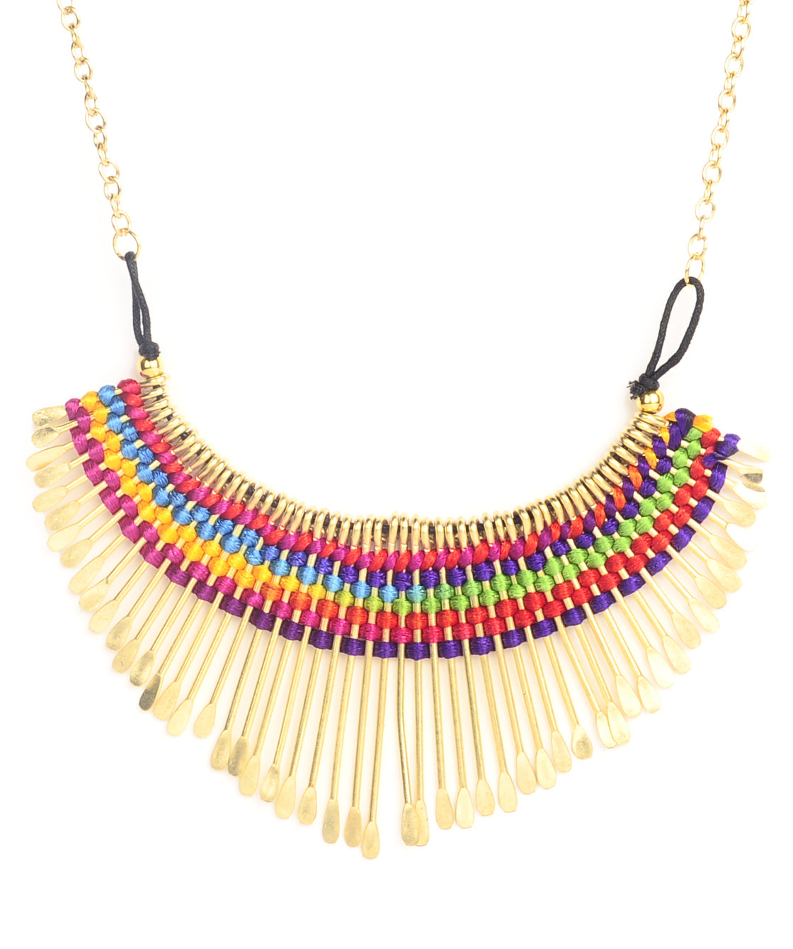 Gold-Plated Alloy Multi Colour Tribal Statement Necklace - The Pari - Distacart