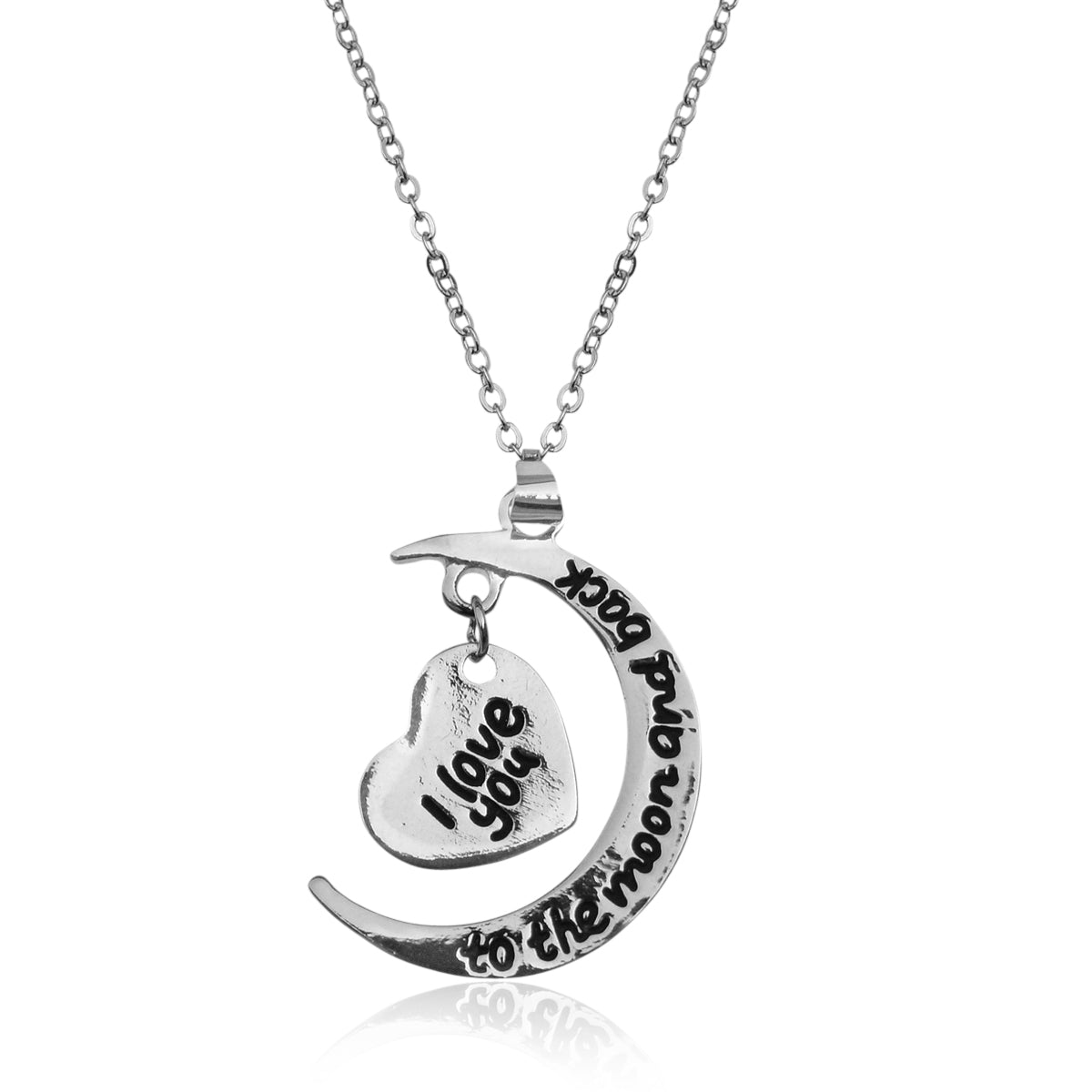 Silver-Plated Alloy Stainless Steel Love Quote Pendant Necklace - The Pari - Distacart