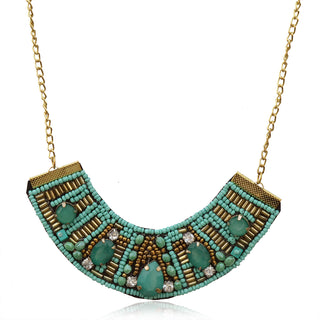 Gold-Plated Alloy Handcrafted Green Beaded Short Necklace - The Pari - Distacart