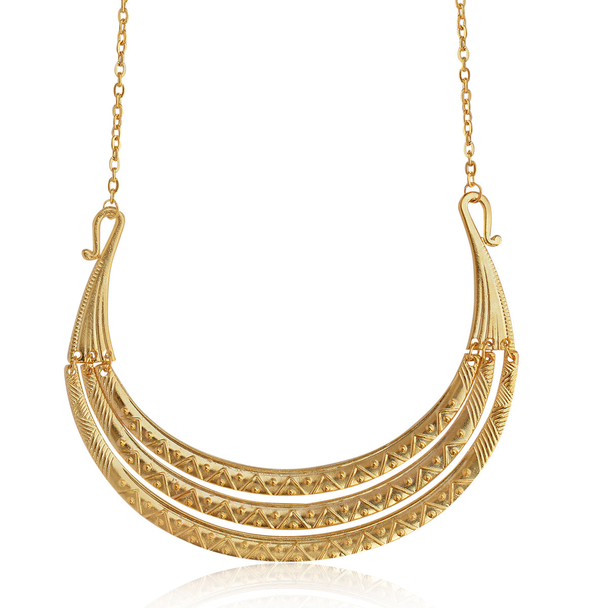 Gold-Plated Alloy Golden Brass Statement Necklace - The Pari - Distacart