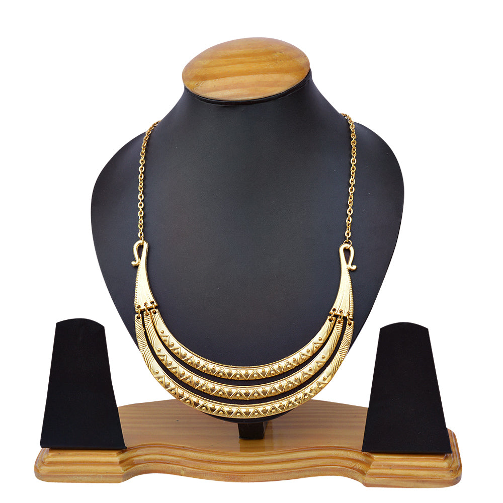 Gold-Plated Alloy Golden Brass Statement Necklace - The Pari - Distacart
