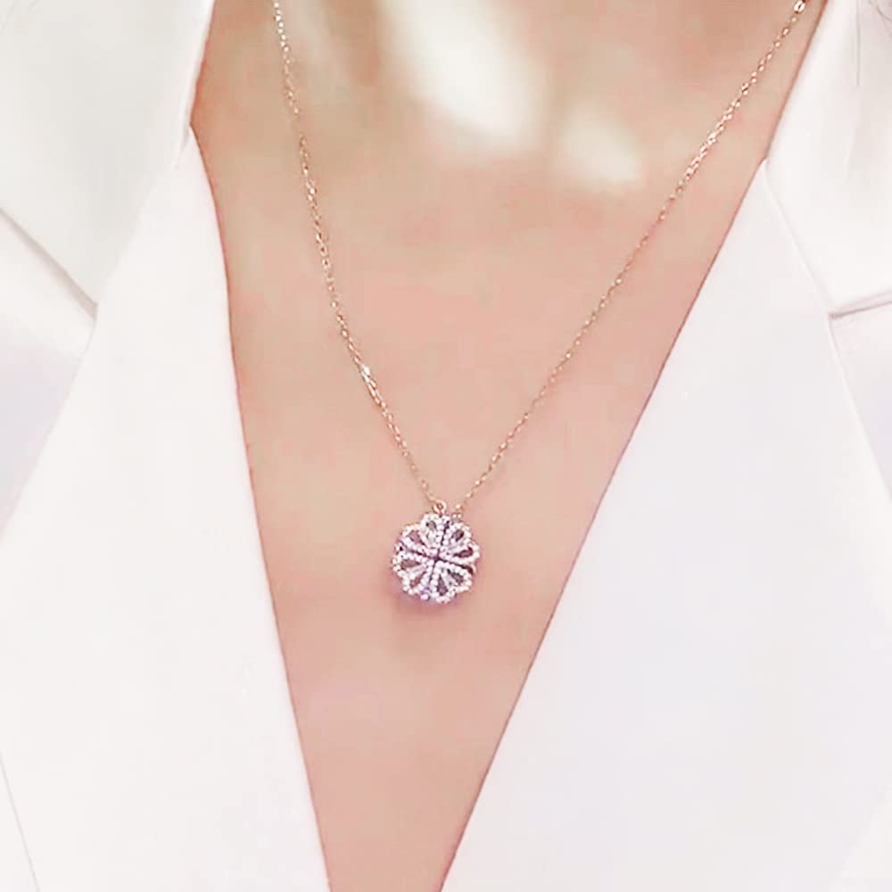 Gold-Plated Alloy Multi Wearing Heart Necklace For Girls - The Pari - Distacart