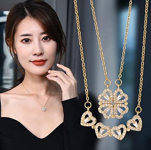 Gold-Plated Alloy Multi Wearing Heart Necklace For Girls - The Pari - Distacart