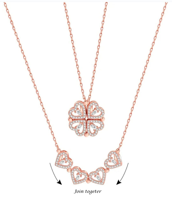 Gold-Plated Alloy Multi Wearing Heart Necklace For Girls - The Pari - Distacart