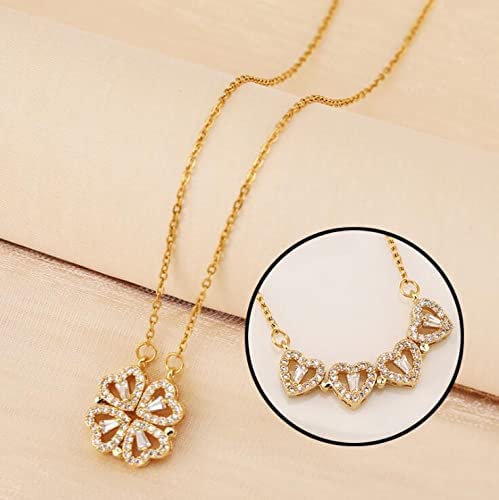 Gold-Plated Alloy Multi Wearing Heart Necklace For Girls - The Pari - Distacart