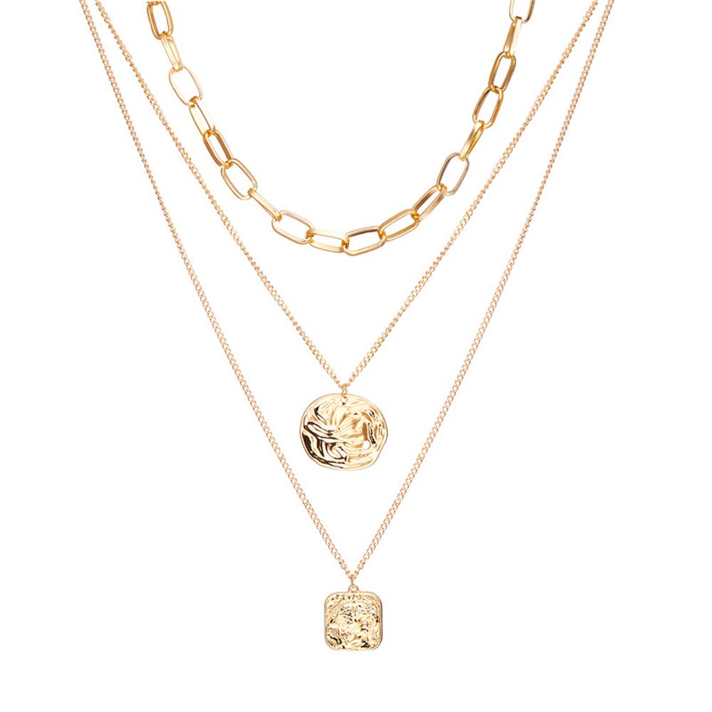 Gold-Plated Alloy Metallic Geometric Layered Necklace - The Pari - Distacart