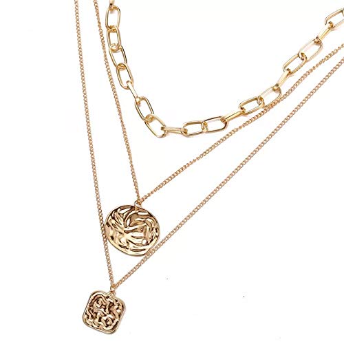 Gold-Plated Alloy Metallic Geometric Layered Necklace - The Pari - Distacart