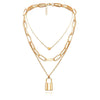 Gold-Plated Alloy Lock & Heart Multiple Chain Necklace - The Pari - Distacart