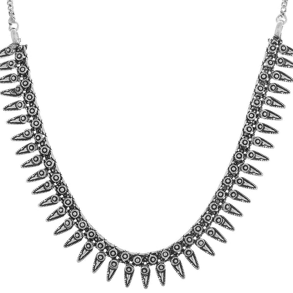 Rhodium-Plated Alloy Elegant Silver Choker Necklace - The Pari - Distacart