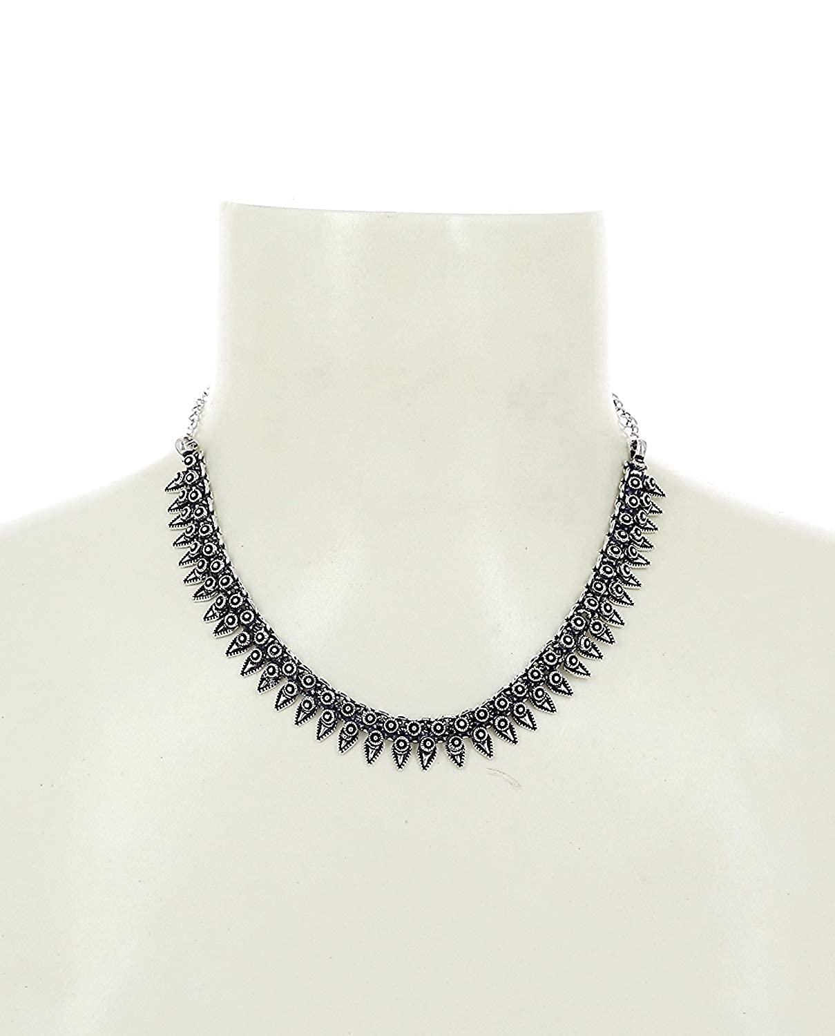 Rhodium-Plated Alloy Elegant Silver Choker Necklace - The Pari - Distacart