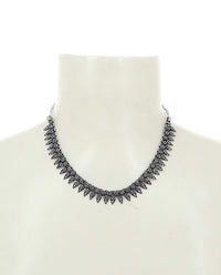 Thumbnail for Rhodium-Plated Alloy Elegant Silver Choker Necklace - The Pari - Distacart