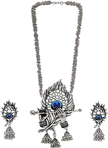 Rhodium-Plated Alloy Krishna Silver Necklace - The Pari - Distacart