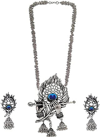 Rhodium-Plated Alloy Krishna Silver Necklace - The Pari - Distacart