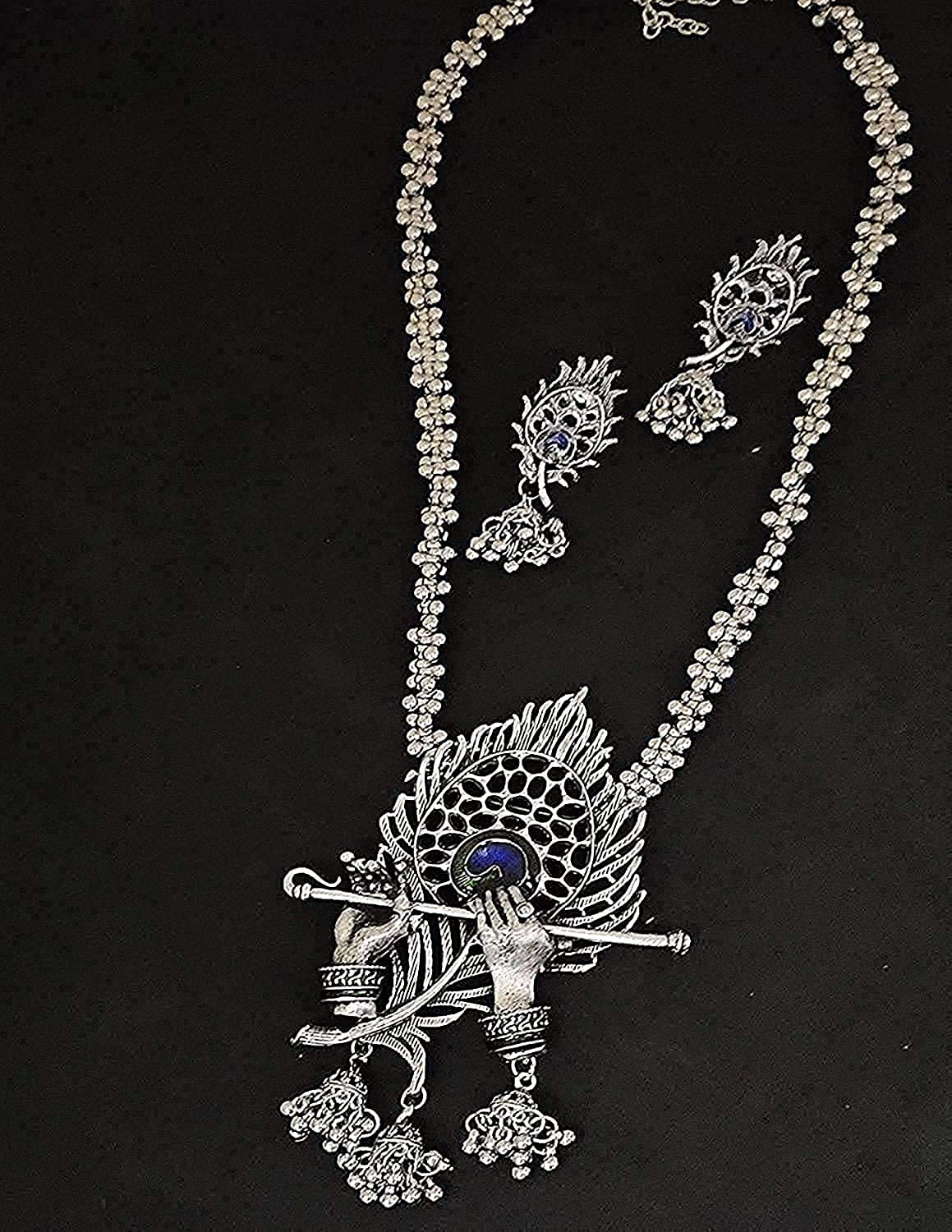 Rhodium-Plated Alloy Krishna Silver Necklace - The Pari - Distacart