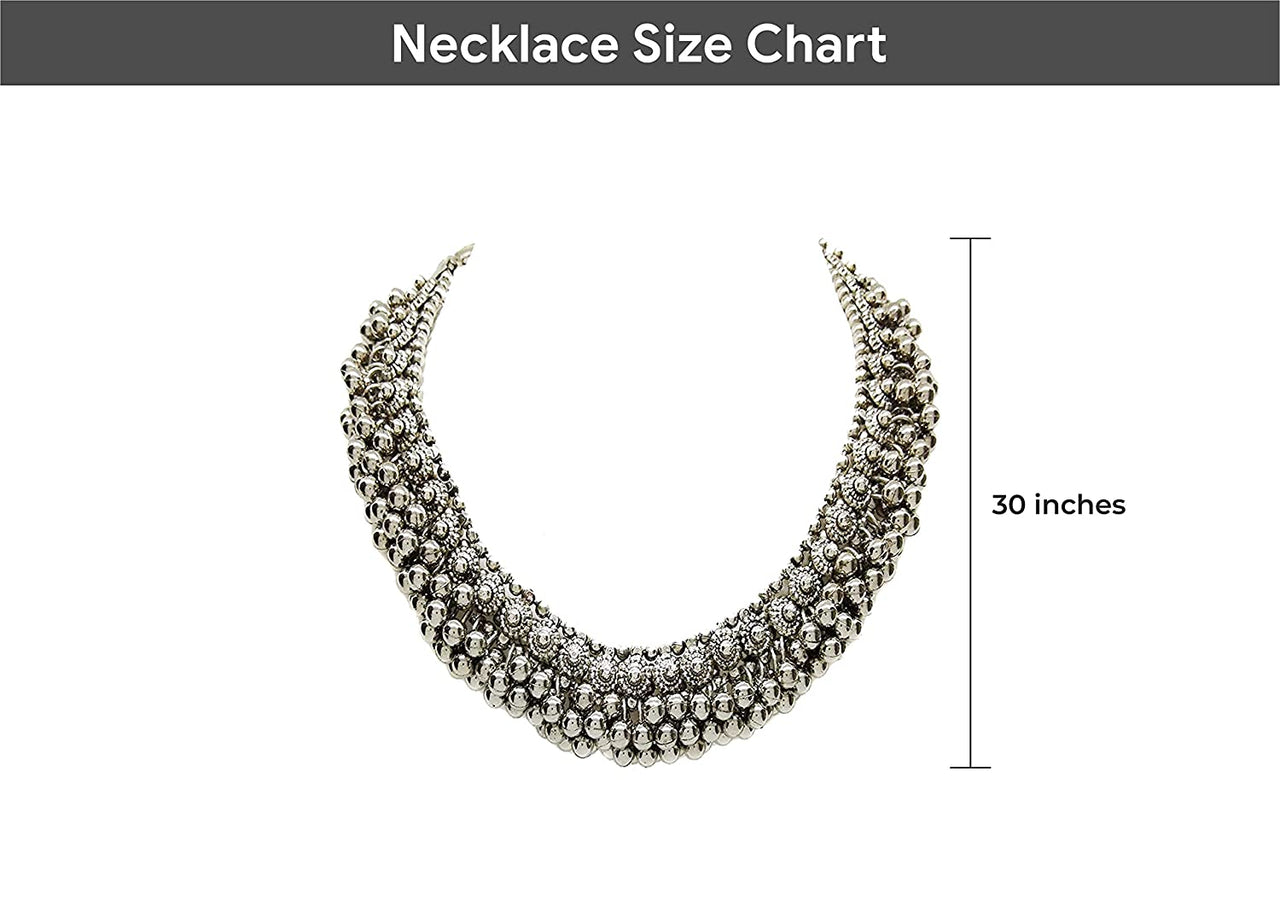 Rhodium-Plated Alloy Silver Bead Cluster Choker Necklace - The Pari - Distacart
