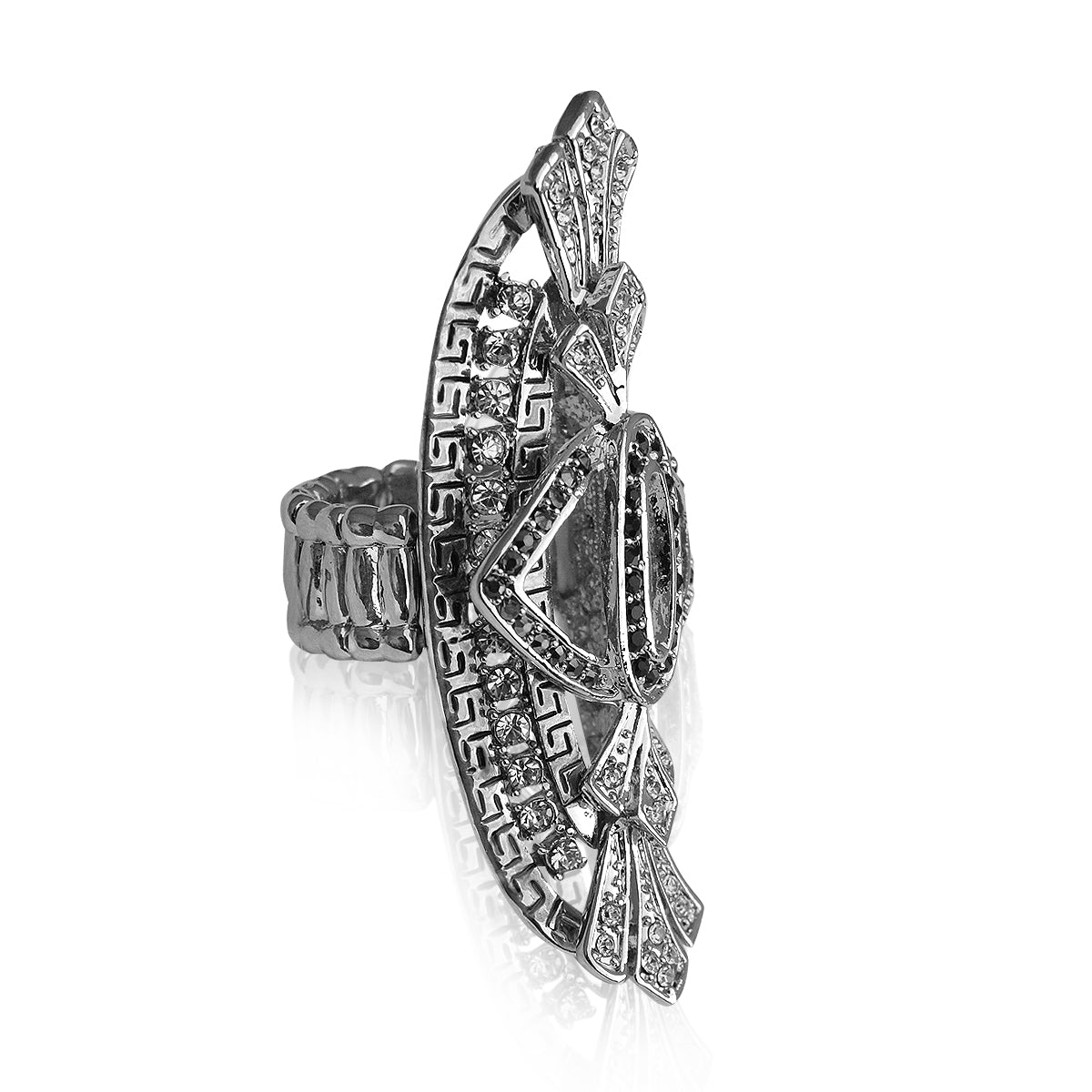 Silver-Plated Alloy Big Silver Stylish Ring - The Pari - Distacart