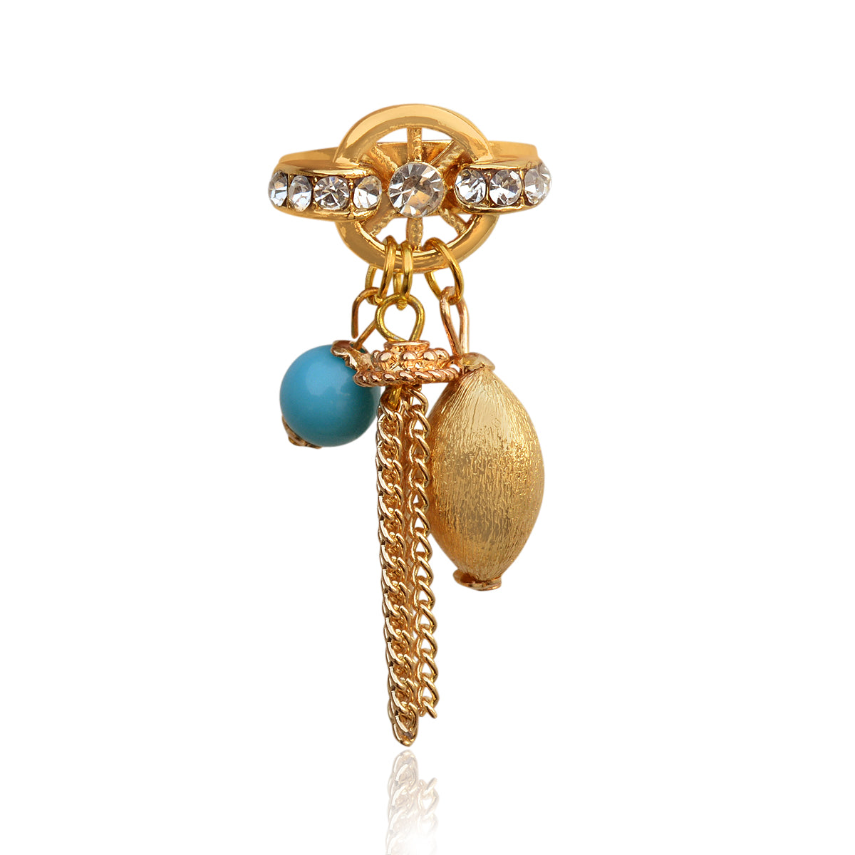Gold-Plated Alloy Blue Charms Ring - The Pari - Distacart