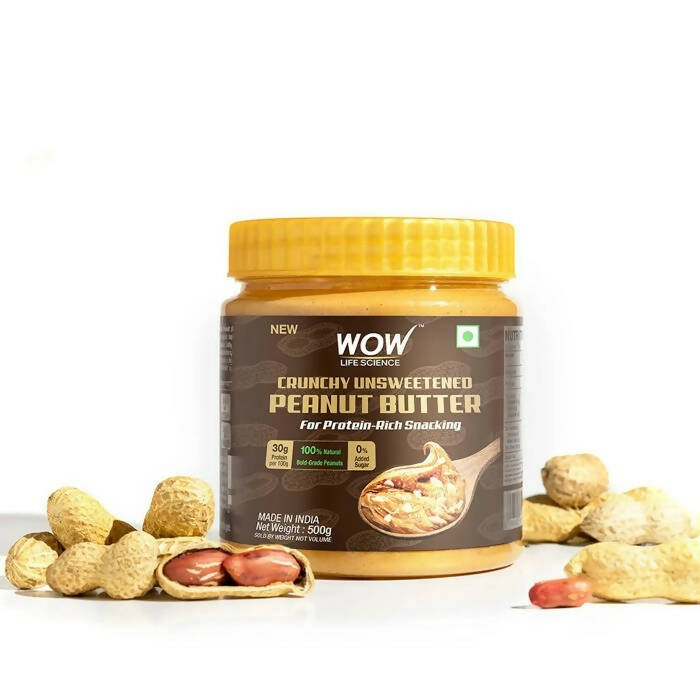 Wow Life Science Crunchy Unsweetened Peanut Butter - Distacart