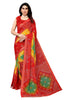 Vamika Ethnic Fire Red Printed With Lace Saree - Distacart