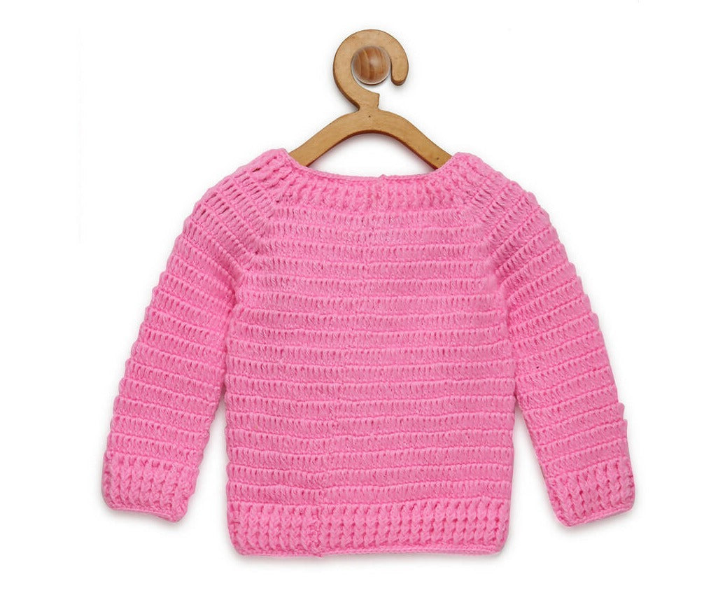 Chutput Kids Pingue Design Solid Pink Pullover Sweater - Distacart