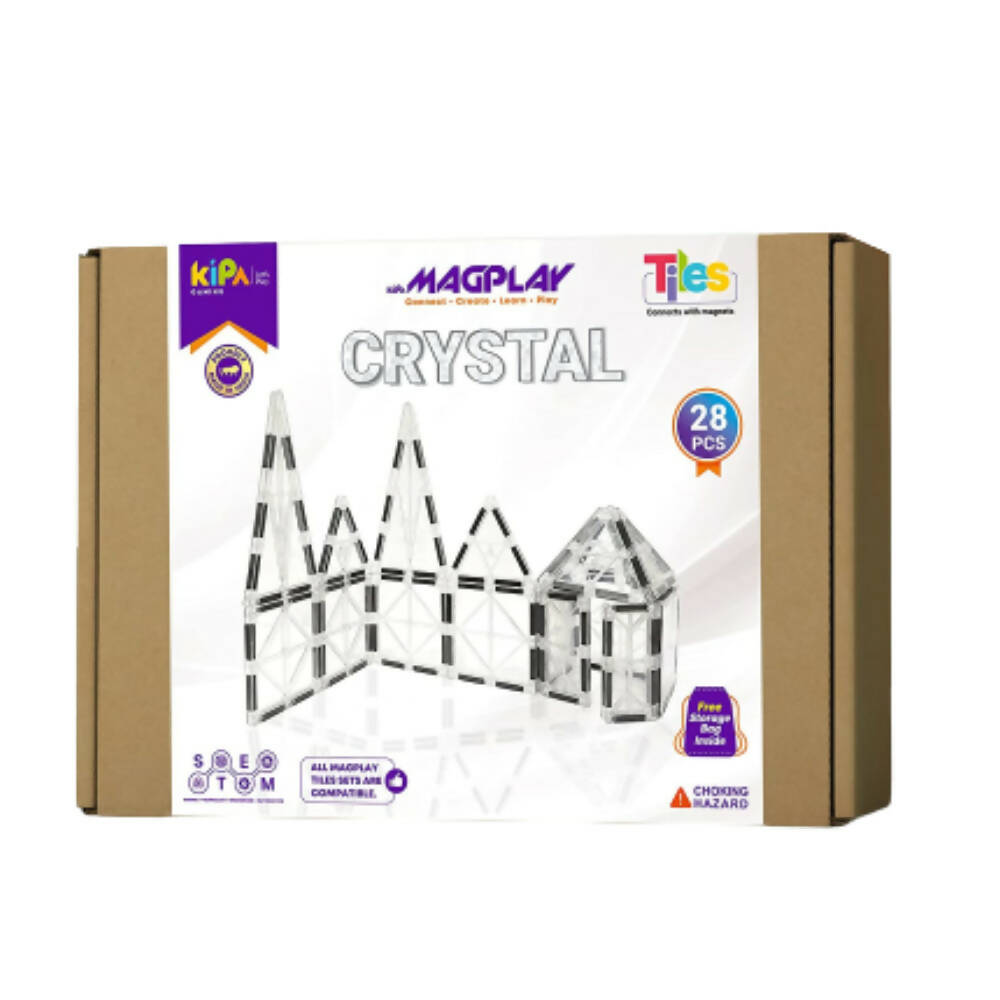 Kipa MagPlay Crystal 28 Pieces Magnetic Tiles, Set, Constructing and Creative Learning Educational Stem Toy with Smart Outdoor BagPack for Kids - Distacart