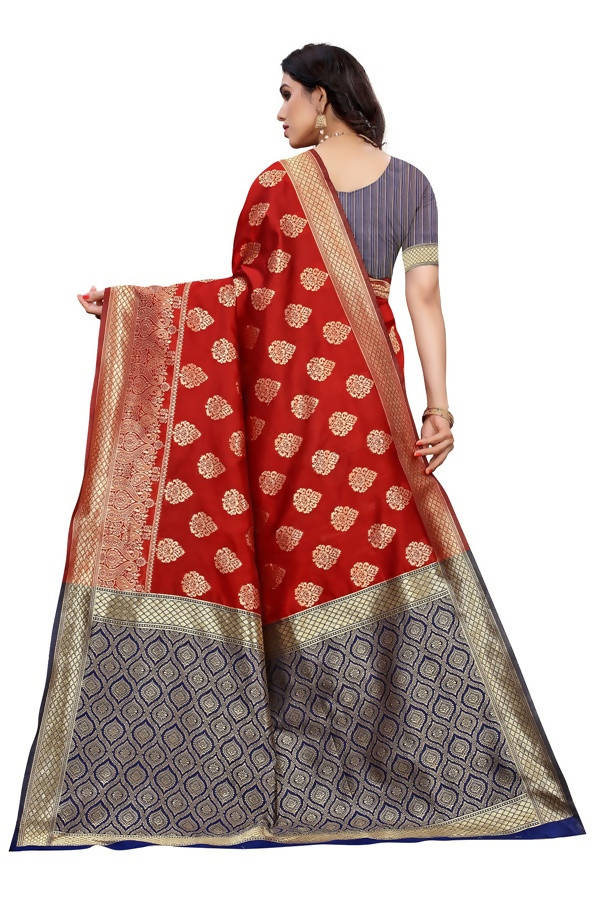 Vamika Banarasi Jacquard Weaving Red Saree (Dangal Red)