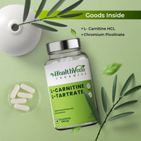 Thumbnail for Health Veda Organics L Carnitine L-Tartrate Veg Capsules - Distacart