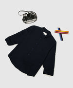 Thumbnail for Manet Boys Mandarin Collar Full Sleeves Melange Shirt - Navy Blue - Distacart