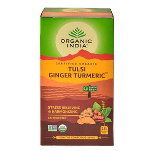 Organic India Tulsi Ginger Turmeric 25 Tea Bags - Distacart
