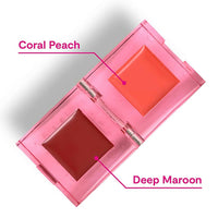 Thumbnail for Gush Beauty Play Tint & Lip Stains - 2 in 1 Lip and Cheek Tint - Coarl Peach & Deep Maroon - Distacart