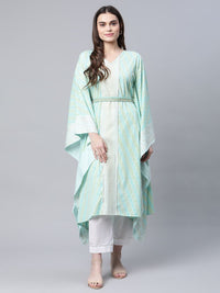 Thumbnail for Ahalyaa Women Sea Green Crepe Printed Kaftan Kurta - Distacart